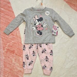 Disney Gray and Pink Minnie Mouse Pajama Set